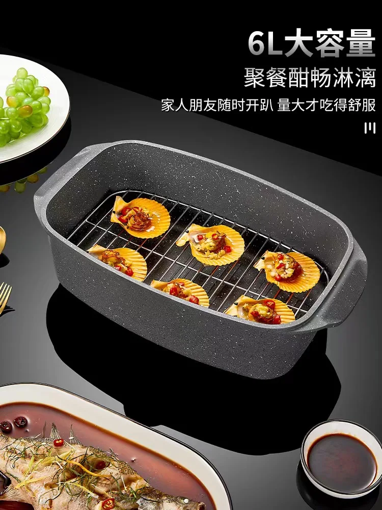 Thickened Oval Steamer Large Steaming Boiling Stewing Braised Gas Stove Induction Cooker Multi-Functional Commercial Fish Pot