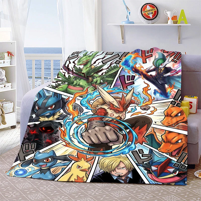 Pokemon Cartoon Blanket Flannel Soft Warm Plush Throw for Bed Couch Sofa Lightweight Cozy Travel Decor -QJY