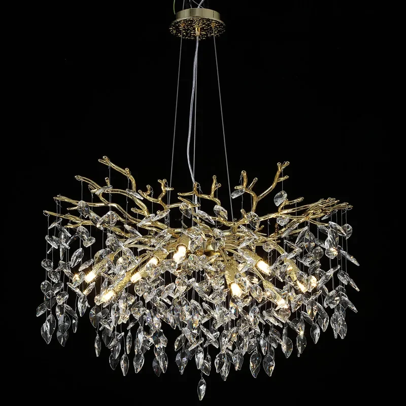 

Luxury aluminum chandelier crystal chandelier modern living room dining room chandelier electroplated tree