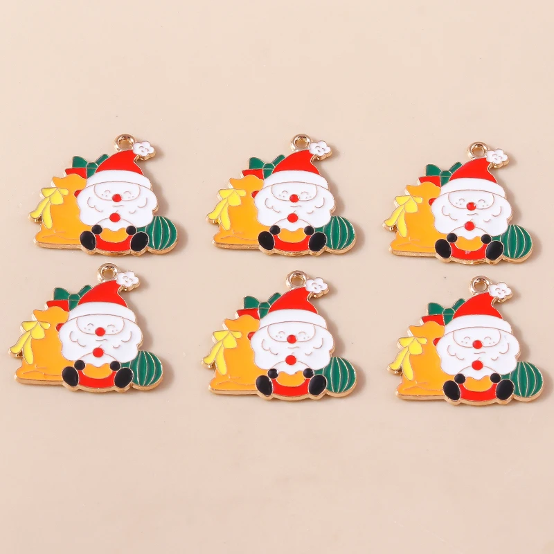 

20pcs 25x24mm Cute Enamel Christmas Santa Claus Charms Pendants for Jewelry Making Drop Earrings Necklaces DIY Crafts Supplies