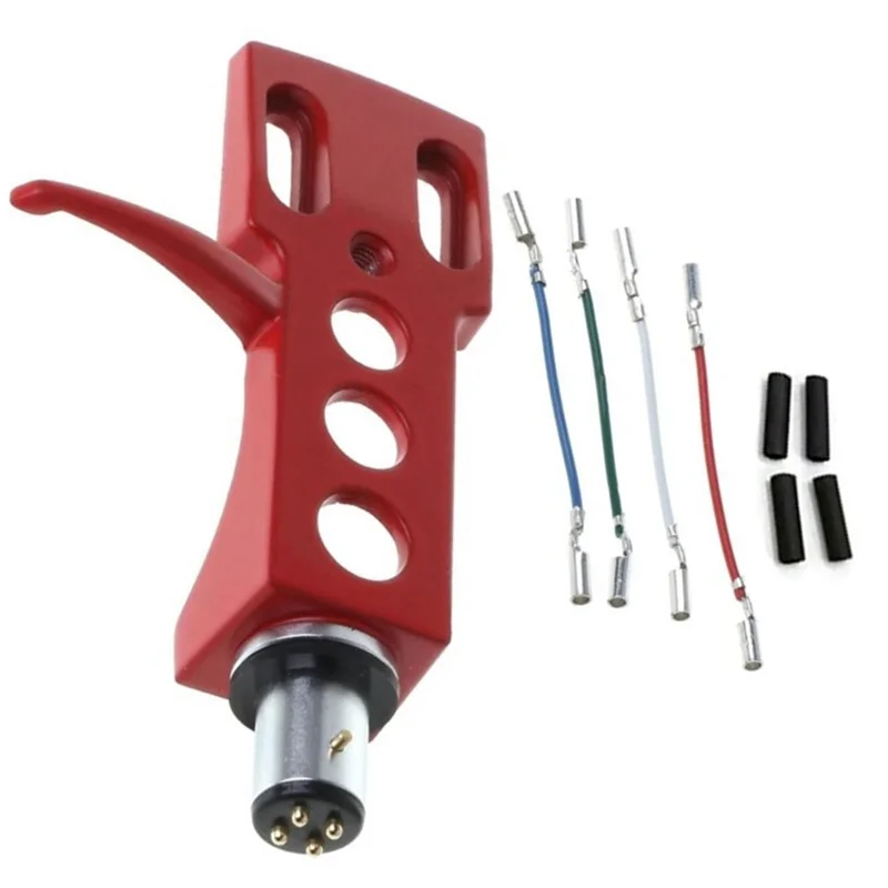 Stilvolle-Universal Plattenspieler Headshell Phonographen Plattenspieler Ersatz Headshell Mit 4X Blei Drähte Für Plattenspieler Red Du