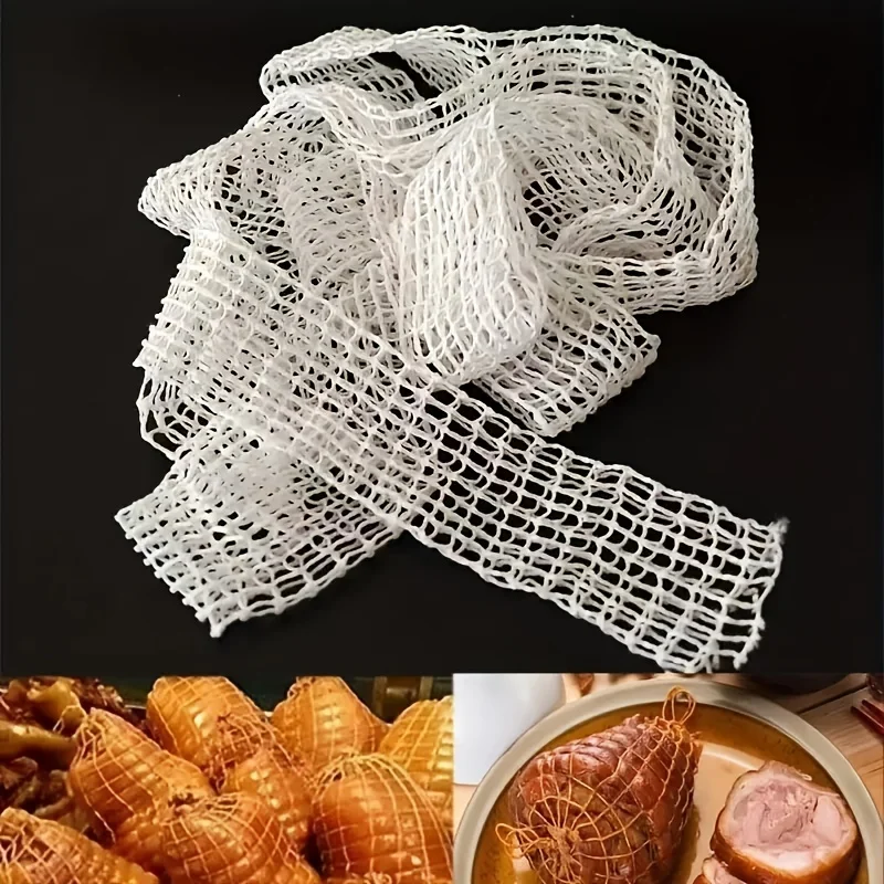 Meat Netting Roll Cotton Elastic Ham Sock Netting Pork Butcher Fixed Non-slip Twine Net Braided Cotton Thread Net Bag Packing