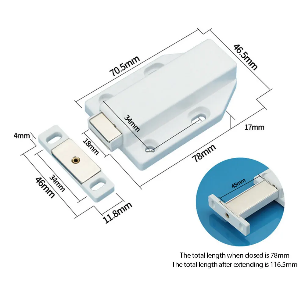 Push Heavy Duty 4 Pack Push to Open Cabinet Hardware Magnetic Contact Latches for Large Door Push