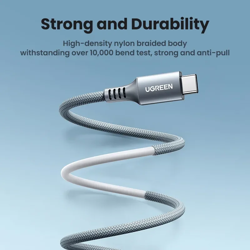UGREEN USB Type C Cable 100W USB C to USB C Cable Braided Nylon short 25cm 1m 1.5m long Charger For Apple Fast charging notebook