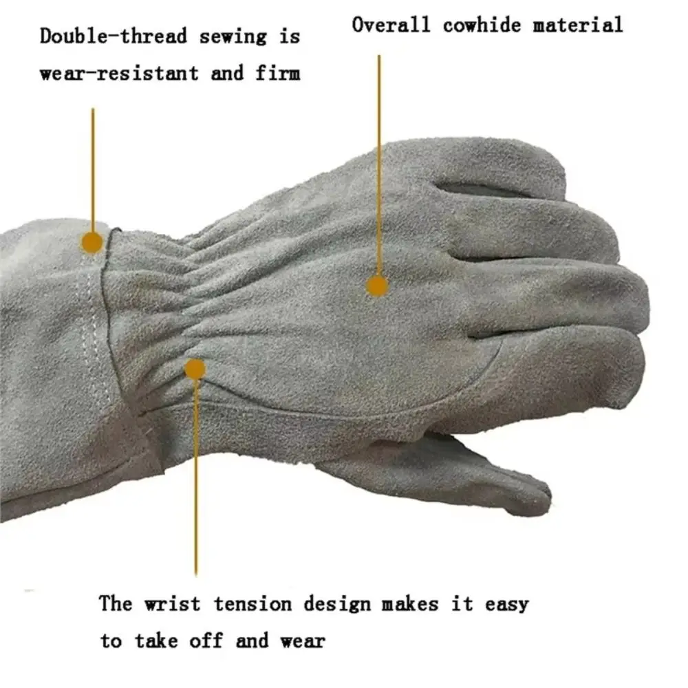 Stab Proof Horticultural Gloves Wear-resistant Adjustable Cuff Labor Protection Gloves Cowhide Anti Insect Bite Gardening Gloves