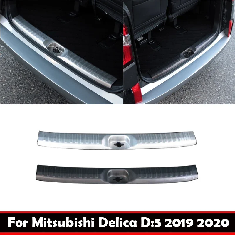 For Mitsubishi Delica D:5 2019 2020 stainless steel Built-in Rear Bumper Protector door Sill Trunk Tread Plate Trim Accessories