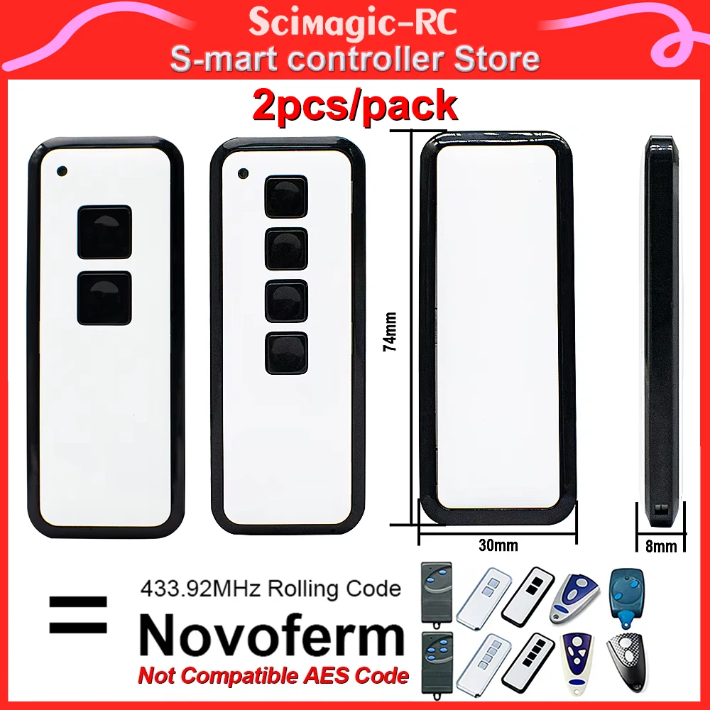 2pcs/pack 433MHz Garage Remote Control for NOVOFERM 502 512 504 / MINI-NOVOTRON 504 524 522 MCHS43-2 MNHS433-02 Gate Door Opener