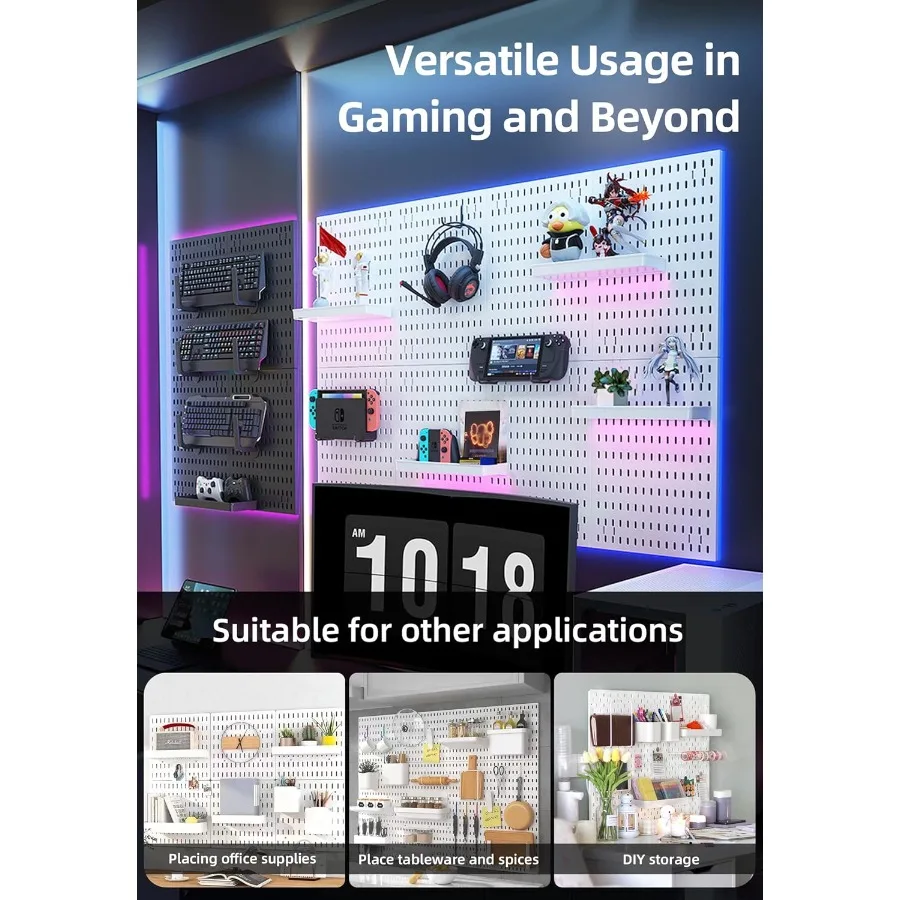 قم بتجديد مساحةك باستخدام مجموعة Pegboard متعددة الاستخدامات وتنظيم إعداد المكتب المنزلي والألعاب مع تعليق قابل للتخصيص لذلك