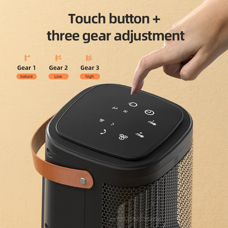 Electric PTC Fan Heater Portable Hot Air Warmer Bathroom Living Room Heating 3 Gear Temperature Remote Control Household Heater