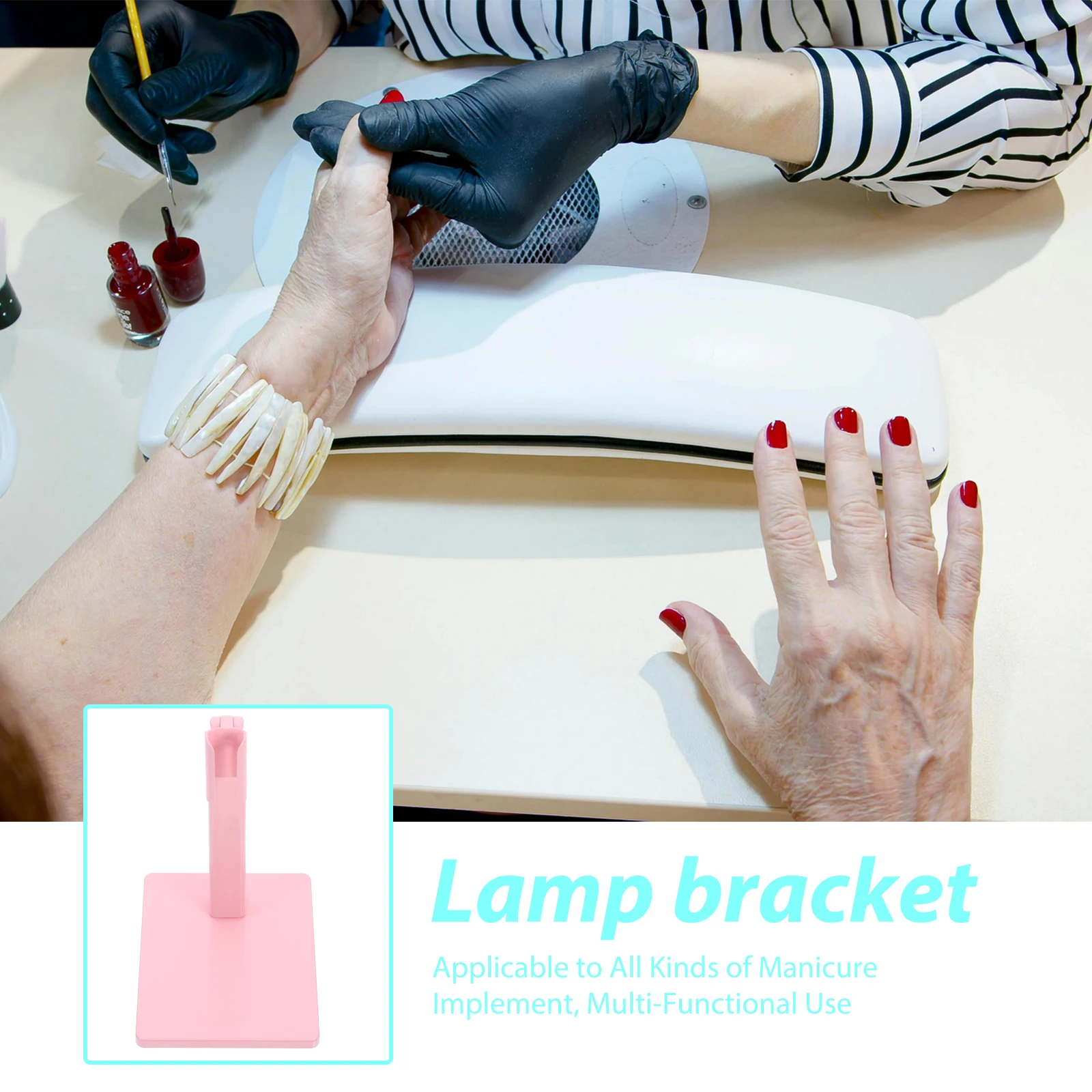 

Lamp 360 Degree Stand for Gel Nails Manicure Nail Polish Dryer Light Rack Drying Desk Pink Travel Rack Nail Art Supplies USB