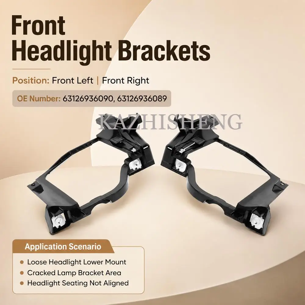 63126936090 63126936089 L&R Black Headlight Mounting Brackets Fit For BMW 5 Series E60 E61 525I 528Xi 530I Auto Accessories - view 5