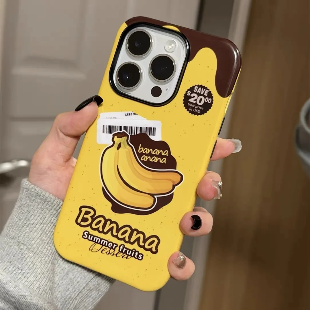 

Fruits and Bananas Protective Phone Case for IPHONE 15PRO MAX 14 13 12 11 PRO XR X MAX Acrylic TPU Two in One Mobile Phone Cases