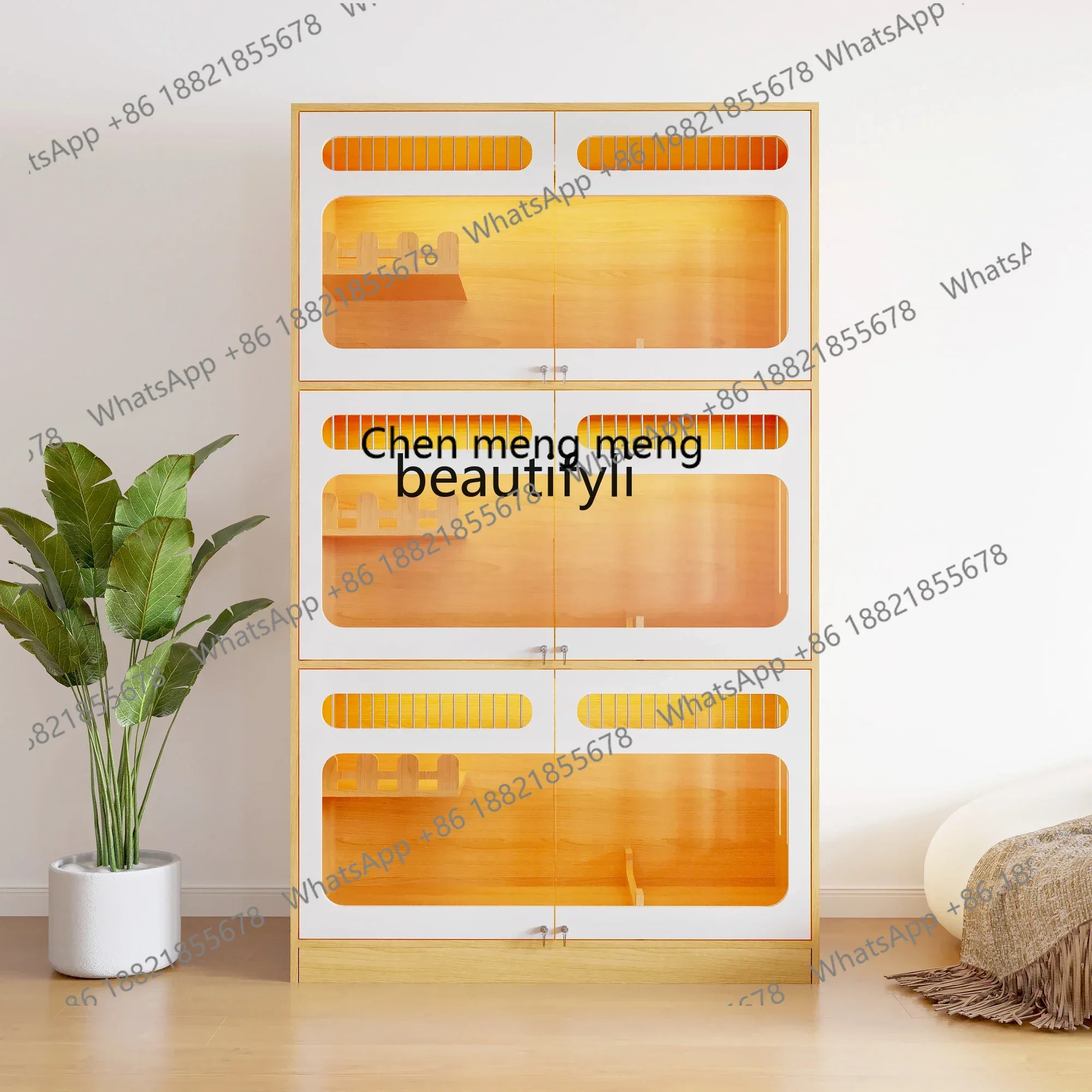 zq1Solid wood cat cage display cabinet, third floor pet store breeding, foster care cabinet, large space cattery cage