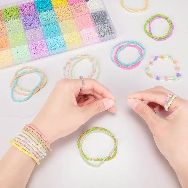 3mm Macaroon Color Series Glass Seed Beads Kit With Metal Jewelry Accessories for Jewelry Bracelet Necklace Making DIY 8500PCS