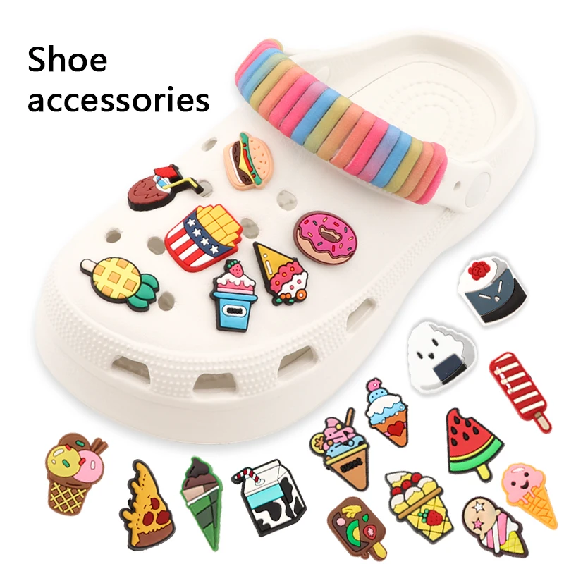 1 Pcs Cartoon Food Flower Removable PVC New Soft Glue Shoes Buckle Garden Shoes Decoration Customized Slipper Charms Ornaments