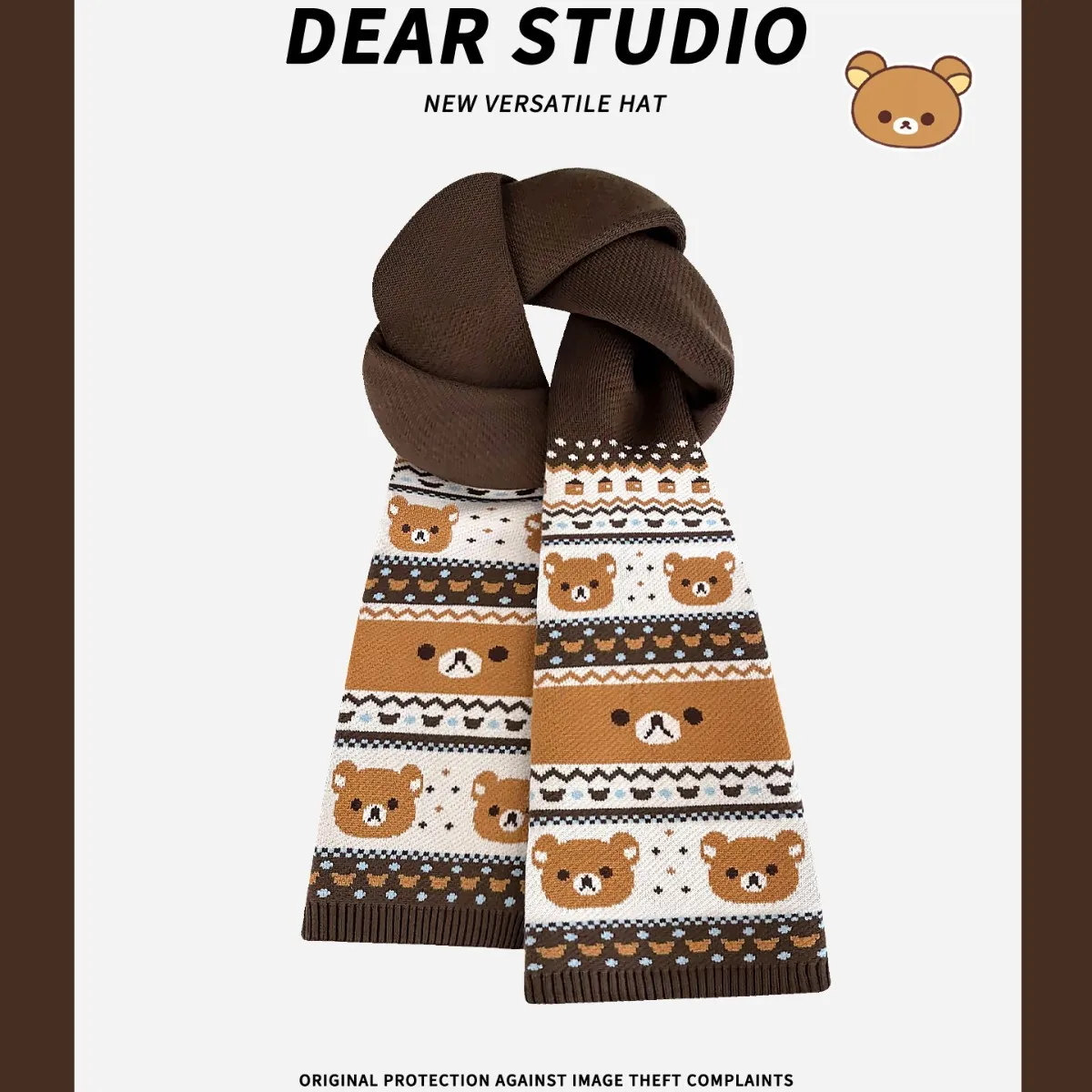 

2025 зимний новый легкий женский шарф с медведем, милый теплый утепленный шарф с героями мультфильмов для пары, атмосферный вязаный мягкий внешний шарф