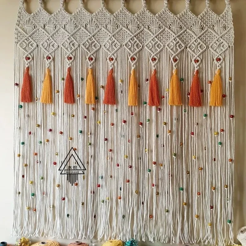 Bohemian ins porch door curtain bedroom bed and breakfast fringed Nordic curtain partition decoration hand-woven tapestry