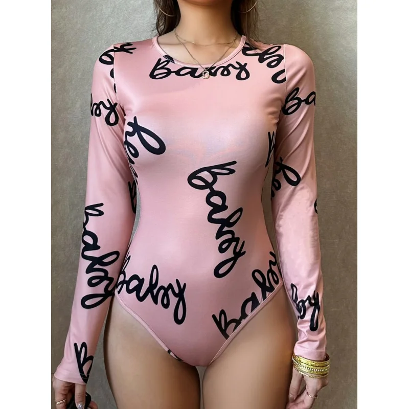 

American Vintage Sexy Off-shoulder Hollow Skinny Long Sleeved Jumpsuit Women's Bodycon Tops Summer Punk Bodysuits Streetwear