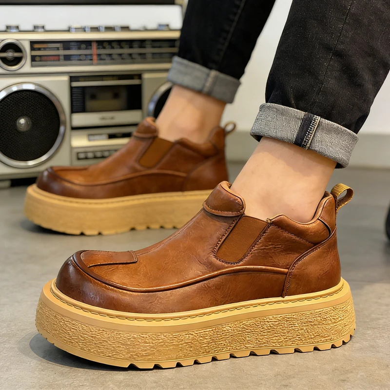 

Осенние модные повседневные дизайнерские мотоциклетные ботинки на толстой подошве в британском стиле, удобная зимняя теплая роскошная мужская обувь высокого качества