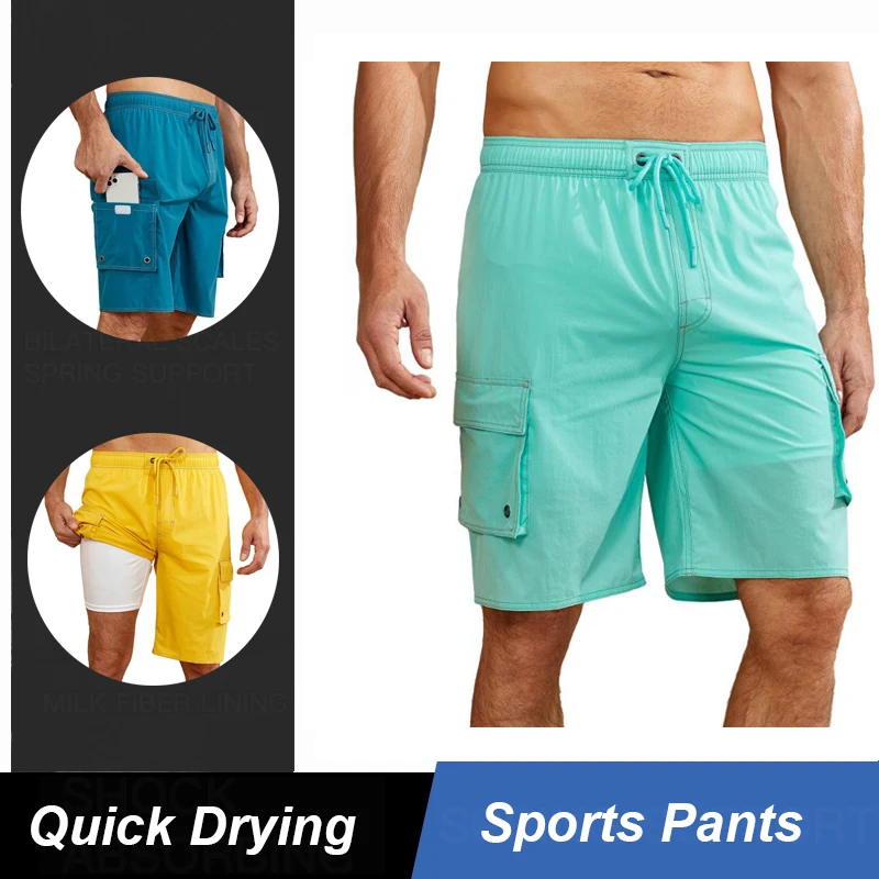 

Летние мужские спортивные шорты, мужские пляжные свободные брюки, плавки, быстросохнущие брюки для бадминтона, спортивная одежда для фитнеса и бега