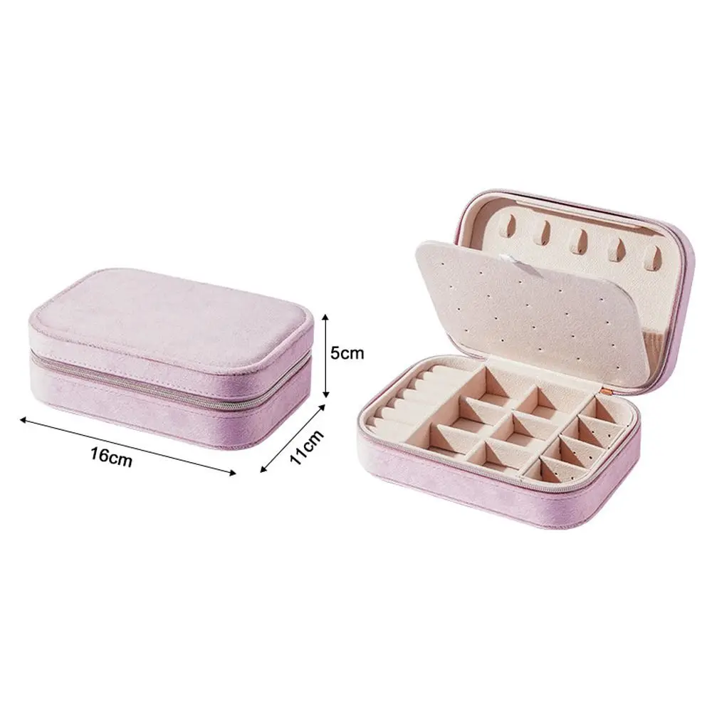 2 Layer Travel Jewelry Case Portable Large Capacity Jewelry Box with Removable Tray Velvet Necklace Display Case for Women