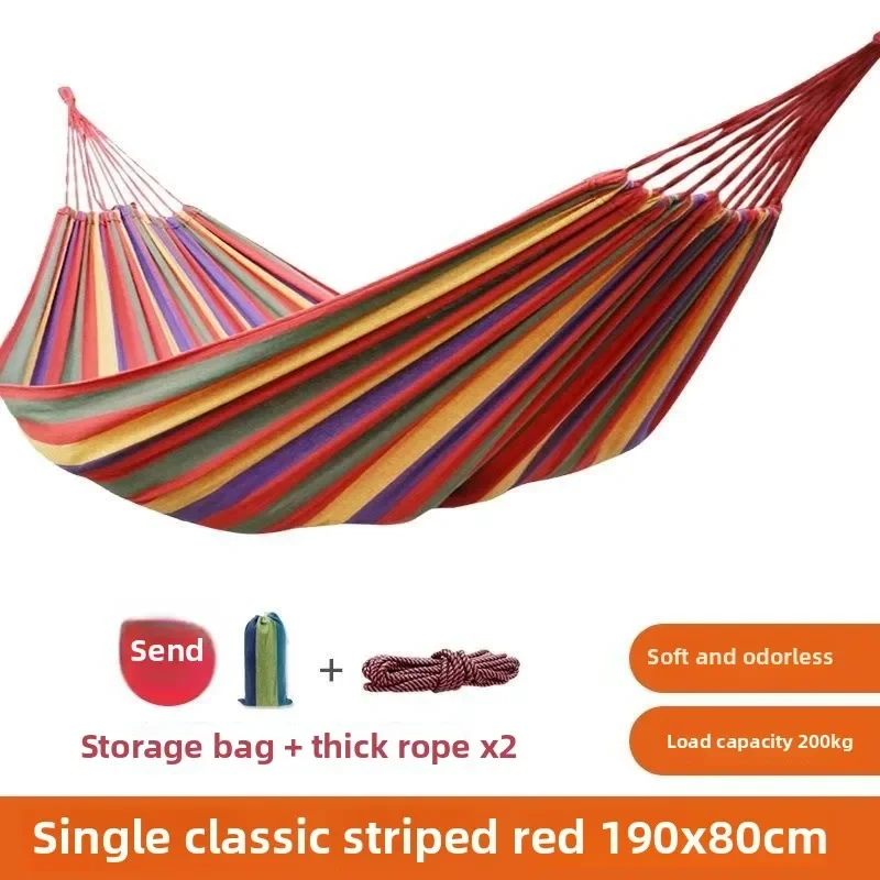 

Children's Indoor and Outdoor Thick Striped Hammock Canvas Single Hammock Summer Outdoor Camping Swing