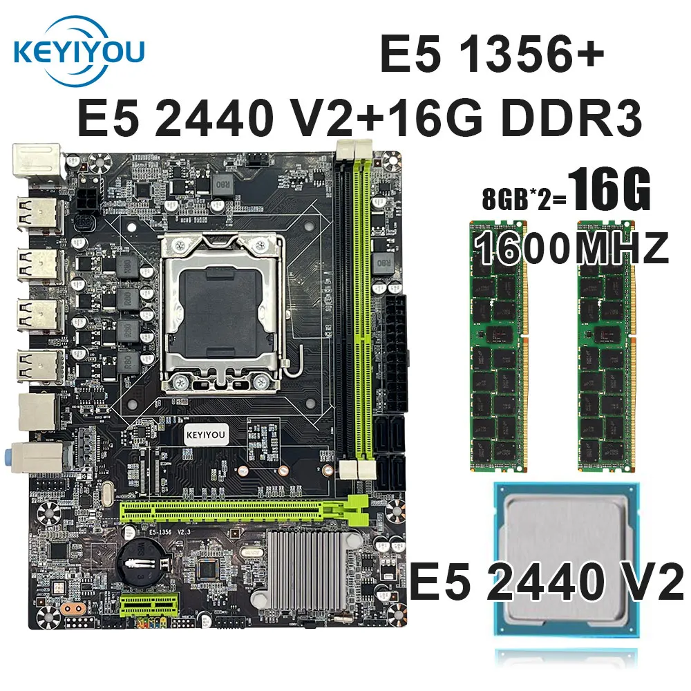 

X79 E5 1356 motherboard LGA 1356 kit CPU Intel Xeon E5 2450 V2 16GB 1600MHz RECC RAM Motherboard processor and memory X79 kit