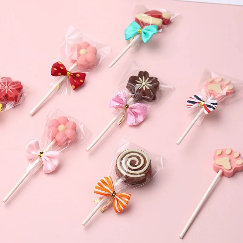 100pcs Multiple Sizes Solid Core White Paper Lollipop Sticks Chocolate Candy Pop Sucker Sticks DIY Lollypop Baking Accessories