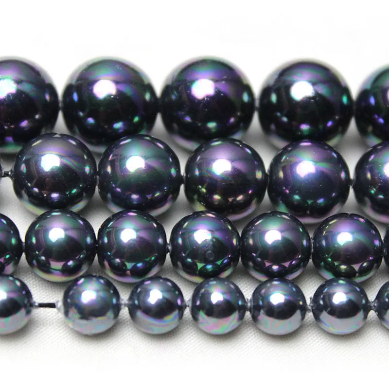 Natural Multi Black Shell Pearl Loose Round Spacer Beads For Jewelry Making DIY Bracelet Necklace Accessories 15'' 6/8/10/12mm