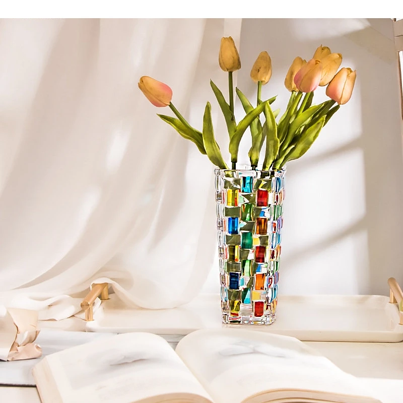 Colorful Weaving Glass Vase Flower Pots Modern Crafts Artificial Flowers Vases Multiple Styles Cup Fruit Tray Candy Jar