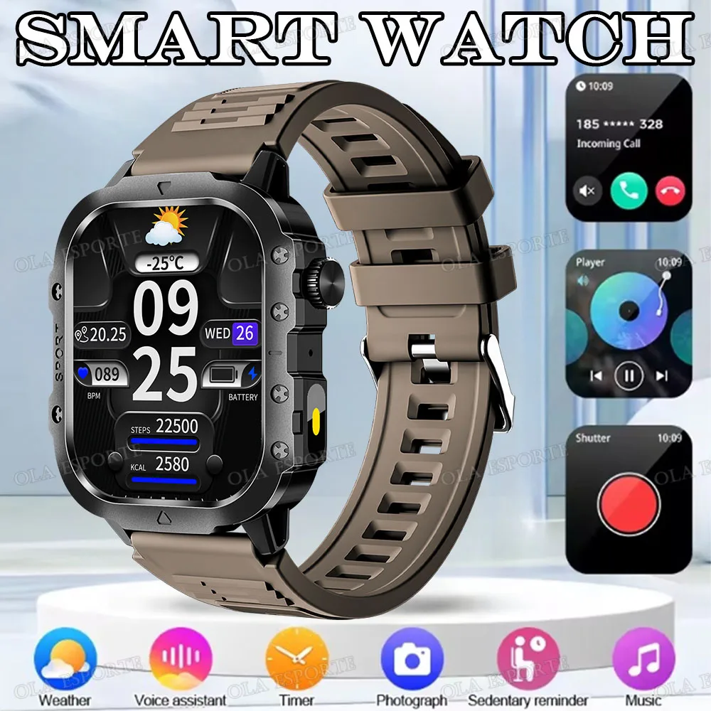 Luz led original smartwatch feminino gps rastreamento 2.01 "relógio inteligente masculino 3atm à prova dwaterproof água monitoramento de freqüência cardíaca bluetooth chamada relógio
