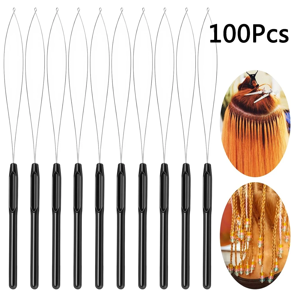 

100 Pieces Hair Extension Tools and Bead Device Tool for Hair or Feather Extensions Supplies,DIY Wig Hook Tool Loop Tools2026