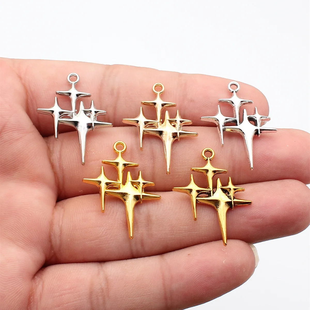 WYSIWYG 10pcs 29x23mm 5 Colors Shining Star Charms Pendant For DIY Jewelry Making Handmade Jewelry Craft Findings