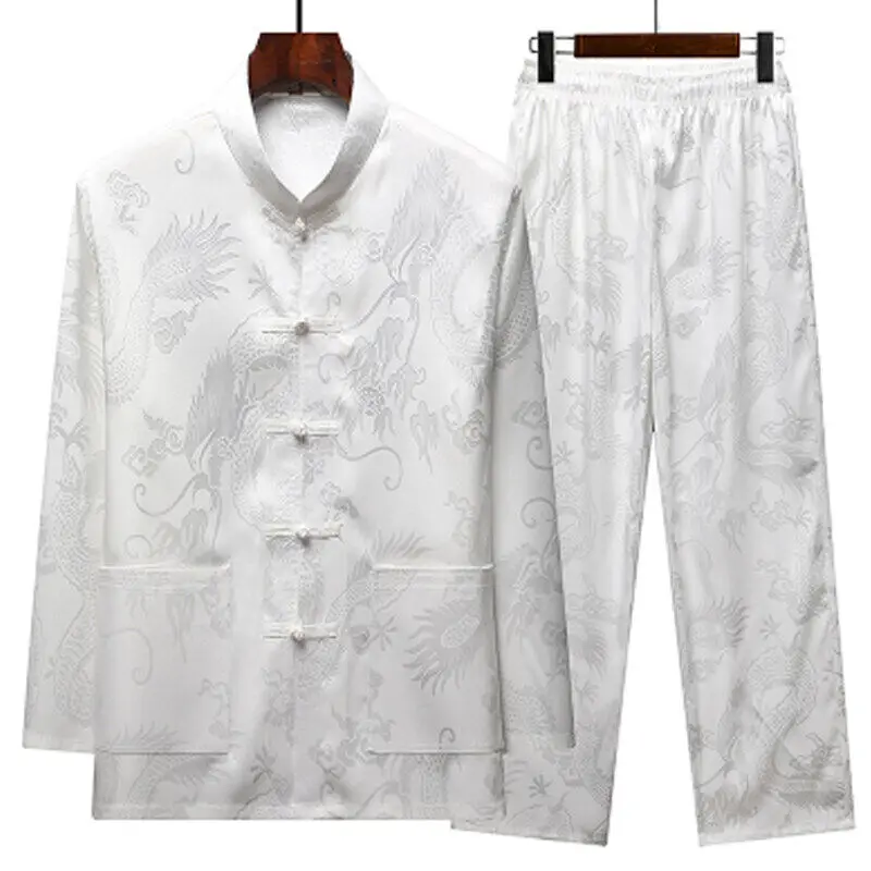 

Chinese Traditional Clothing Set Man Fall Linen Buckle Kung Fu Shirt Oriental Retro Top Pants Tai Chi Breathable Uniforms Hanfu