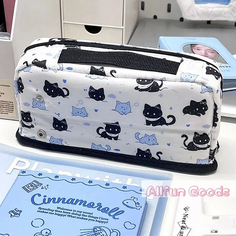 [TG835]Multi-Layer Pen Bag Simple Folding/Drawstring Large Capacity Pencil Case Portable Stationery Organizer Students