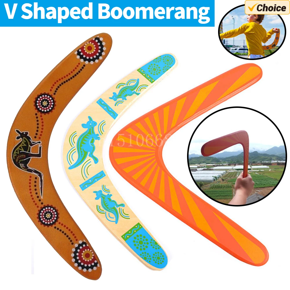 

Wooden Boomerang Sports Throwback V Shaped Boomerang Flying Disc Throw Outdoor Game for Adults Kids Interactive Playing Prop