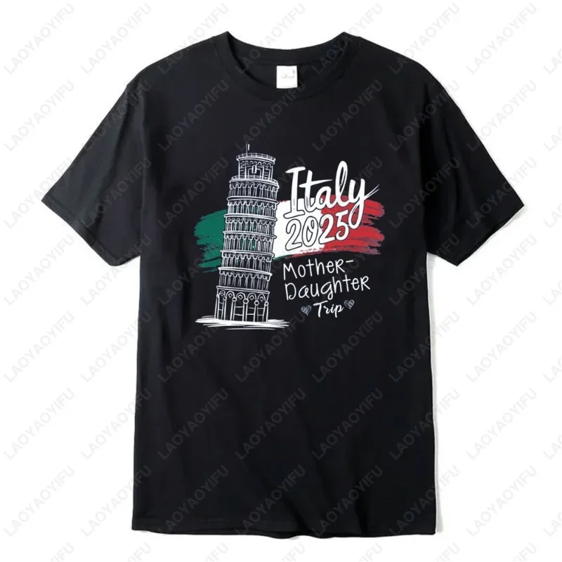 

Italy Vacation Shirt Rome Italy Trip European Travel Around The World Leaning Tower of Pisa Graphic Tops Unique Hipster Tees