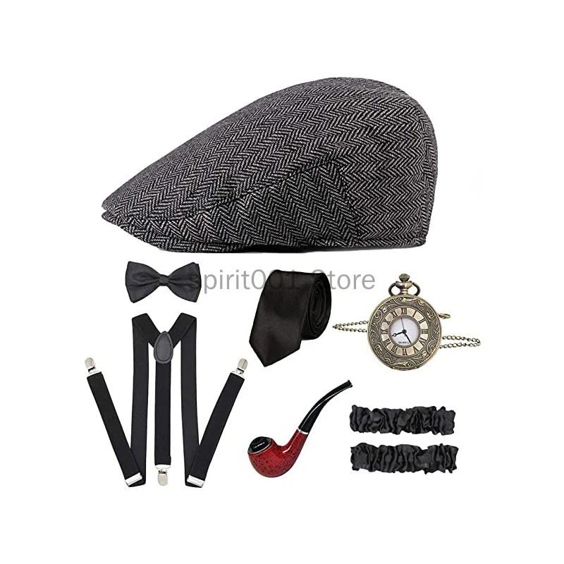 Neue Partei Erwachsene Jungen Zubehör 1920S Mens Great Gatsby Zubehör Set Roaring 20s 30s Retro Gangster Kostüm