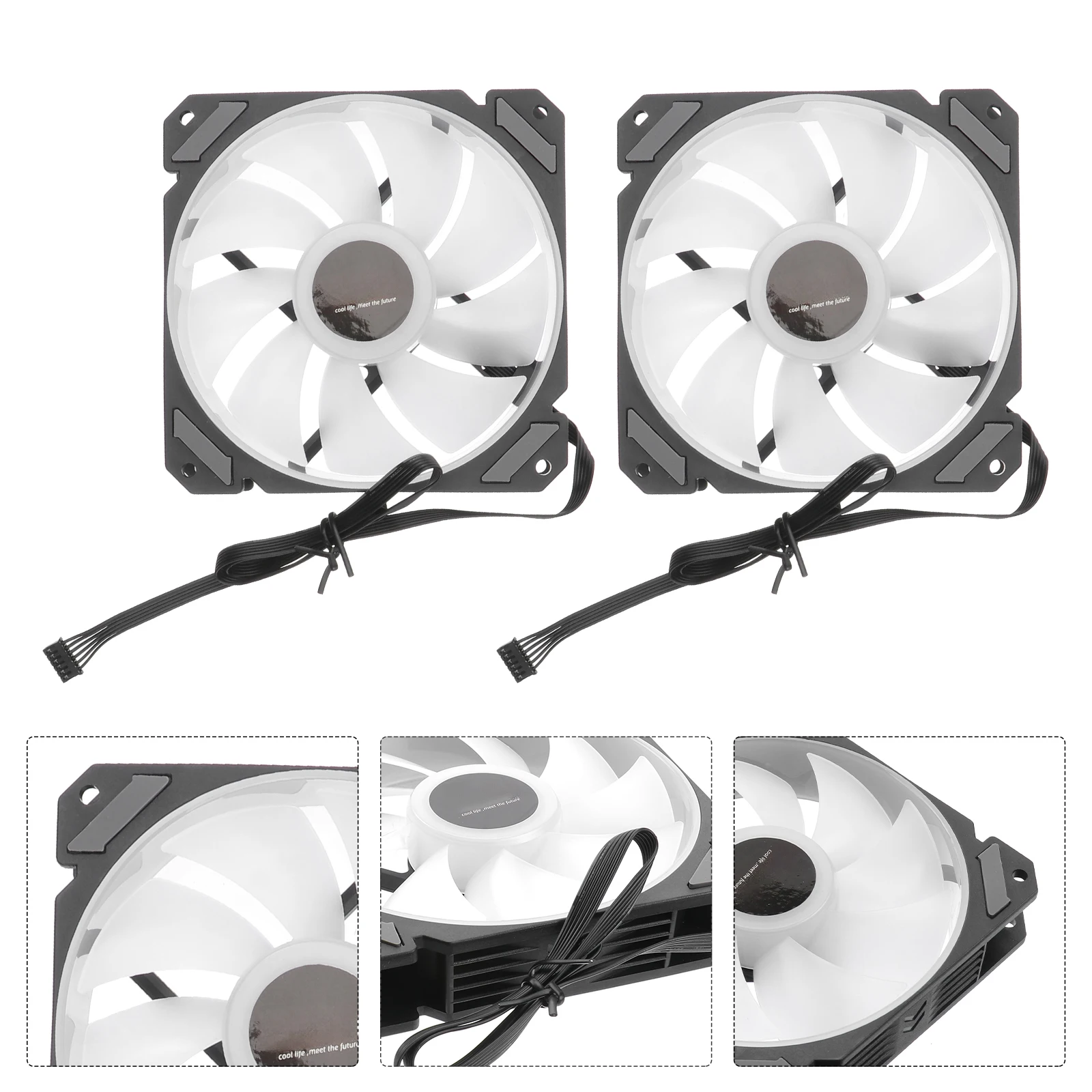 

5 RGB LED Cooling Fans 12cm PC Case Fan Set Efficient Minimum Electricity Durable Long Lasting Colorful Controller Enhances