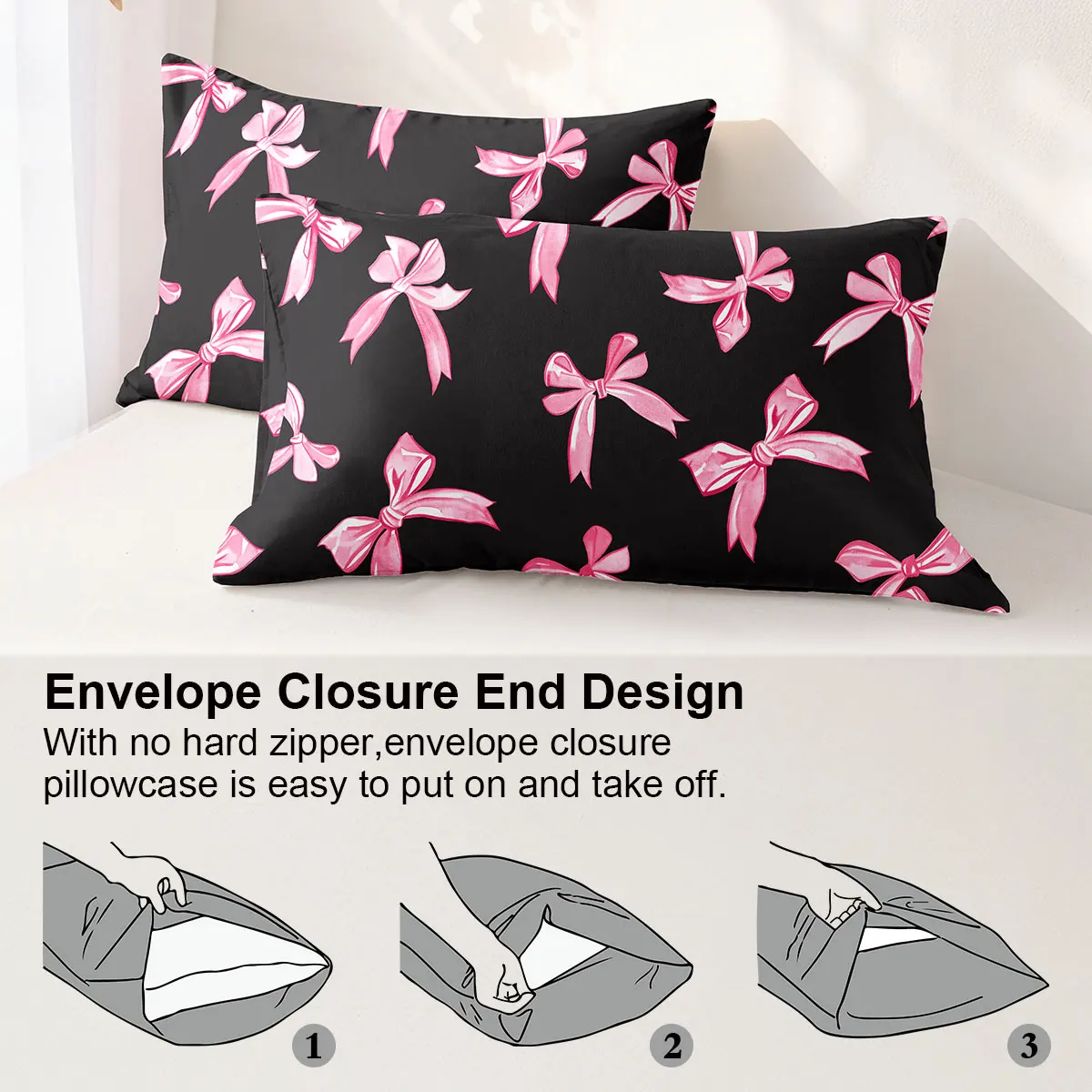 3pcs/set Plaid Bow Print Duvet Cover Set(1 Duvet Cover & 2 Pillowcase)Soft And Skin-Friendly Duvet Cover Bedding Set - Image 4
