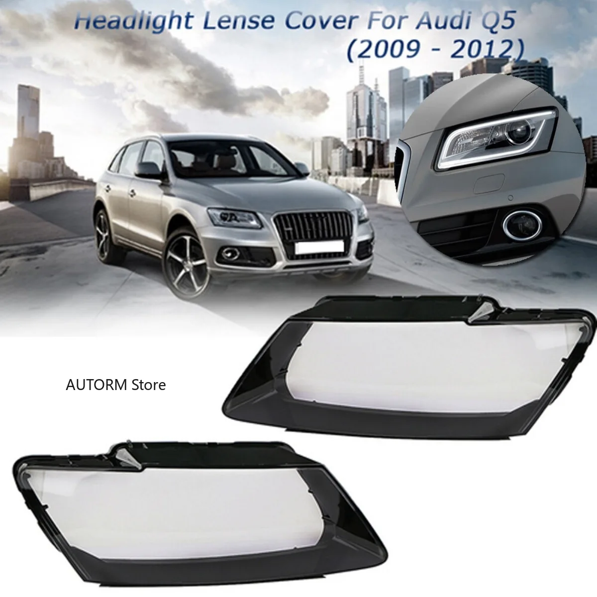 

Left/Righ Car Front Headlight Lens Cover For Audi Q5 SQ5 2010 2011 2012 Transparent Lampshade Clear Headlamp Cover Shell