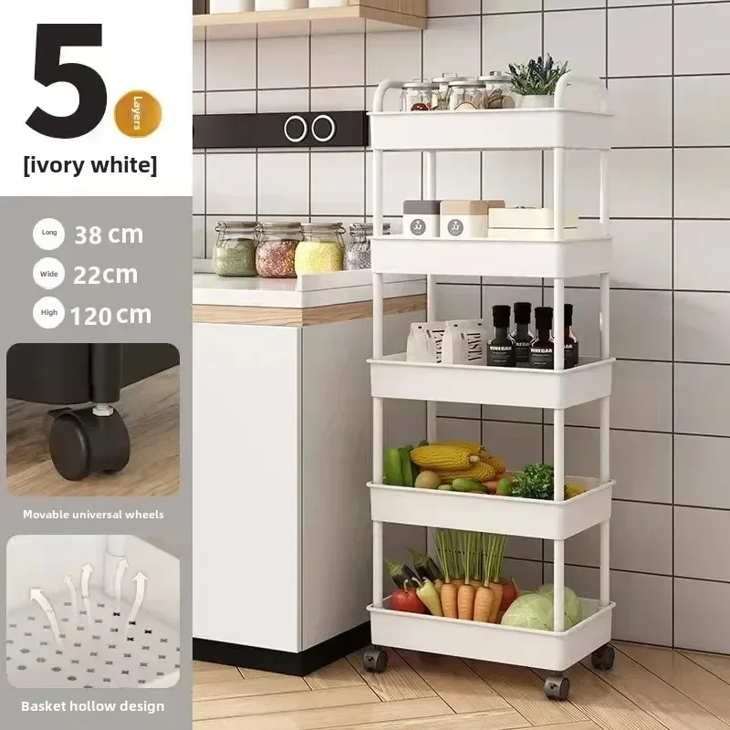 2025 Multilevel Cart Racks Kitchen Floor Bedroom Baby Snacks Mobile Bathroom Bathroom Interior Furniture Storage Storage Racks