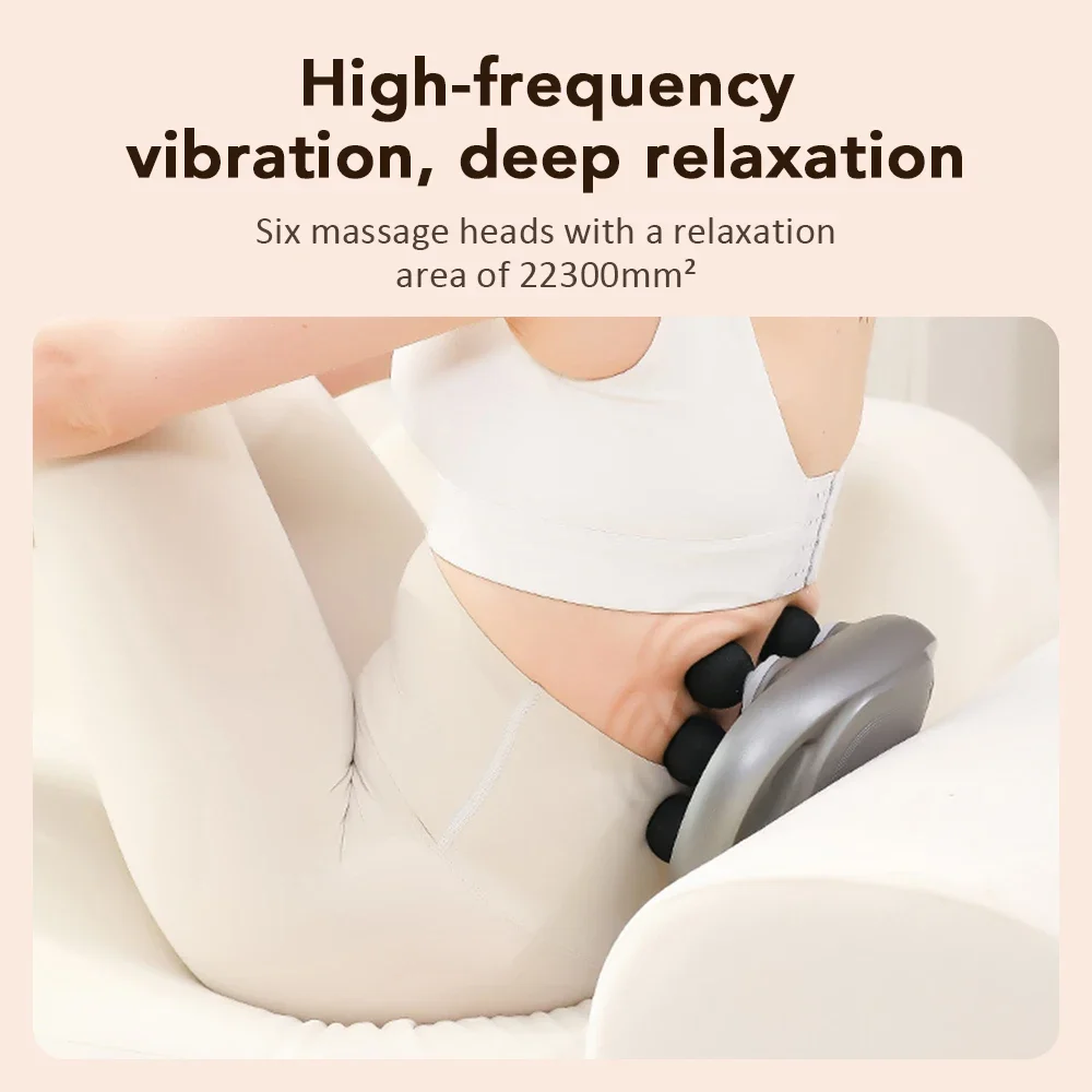 Electric Fascia Gun 6 Heads Massage Gun High Frequency Vibration Muscle Relax Body Massager Deep Tissue Back Leg Neck Massage