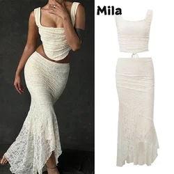 Tube Top Straps Lace Fishtail Skirt Character Sexy Set New in Matching Sets for Women 2 Pieces Lingerie Ensemble 2piece Femme