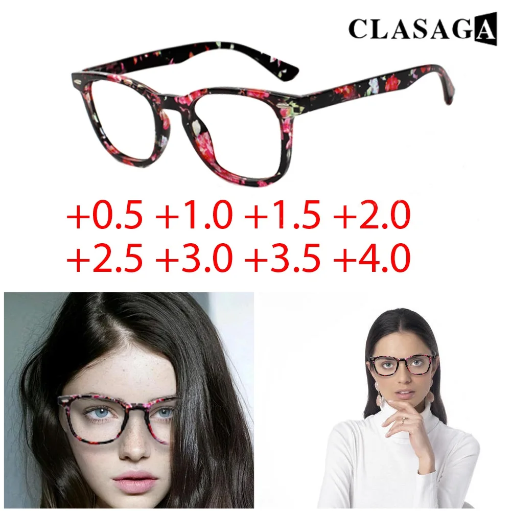 CLASAG Reading Glasses Women Men HD Lenses High Quality Fashion Printed Spring Hinges Prescription Glasses