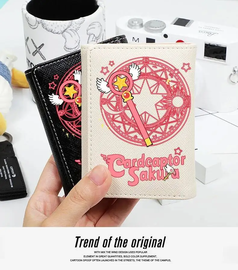 

2025 NEW Anime Cardcaptor Sakura Student Triple Fold Girl ID Bag Card Holder Coin Purse Ladies Wallets Cartoon Bags