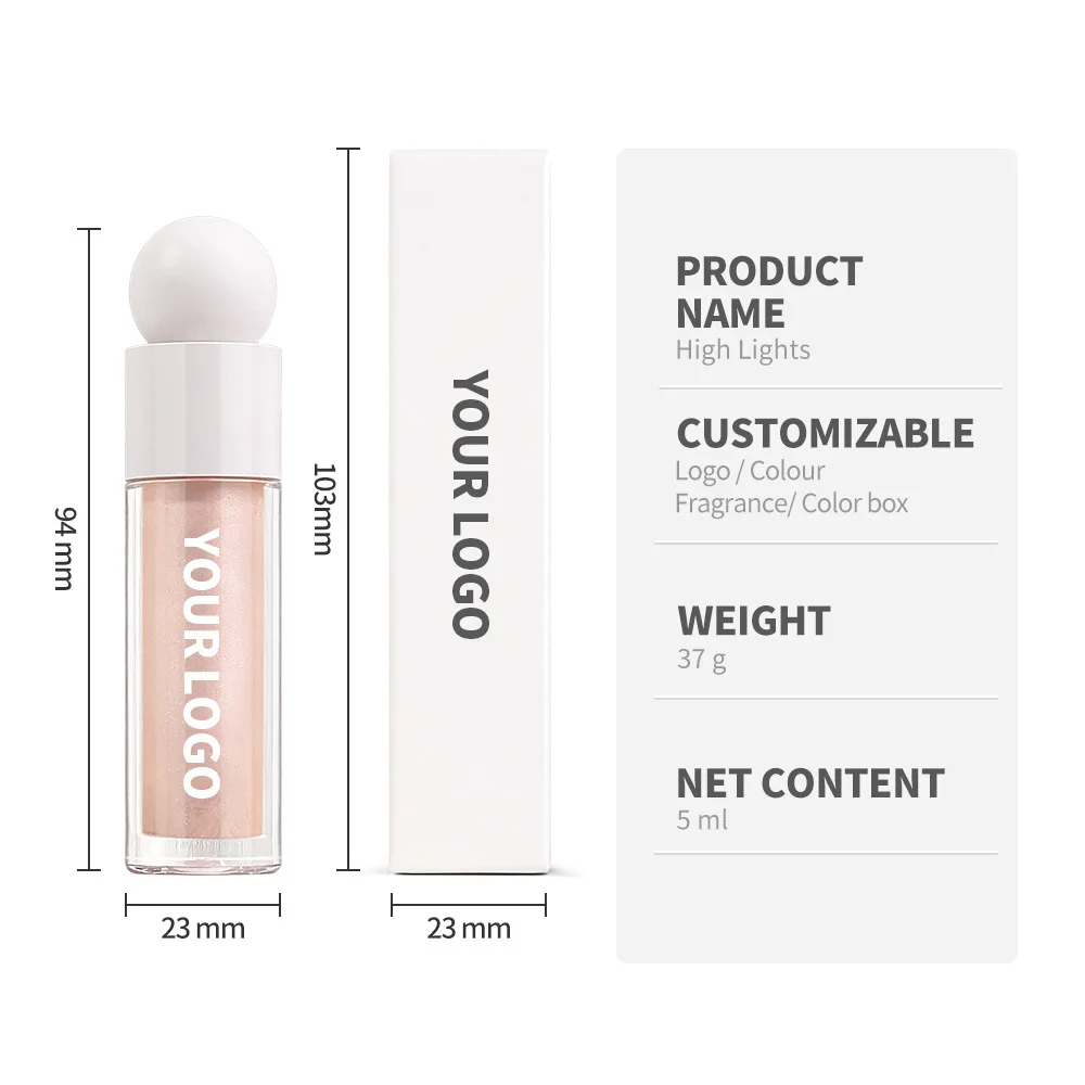 Rozświetlacz w płynie Niestandardowe logo Bronzer do twarzy Konturowanie ciała Shimmer Mineralny brokat Cień do powiek Róż w kremie Makijaż Hurtownia