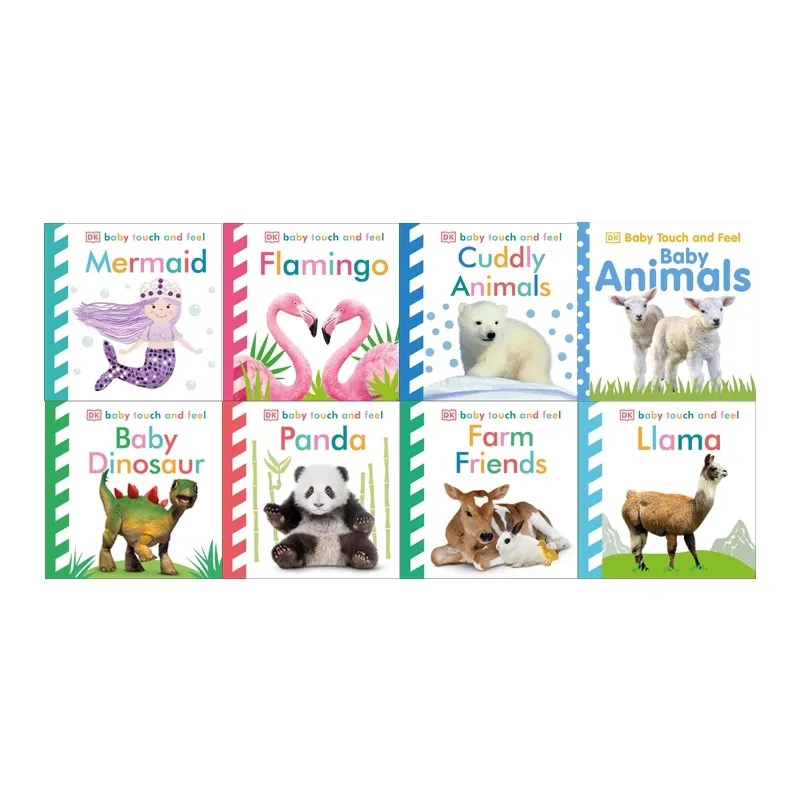 

Infant and toddler touch book (English version) picture book,Animal Set of 8 volumes,Enlightenment Popular science