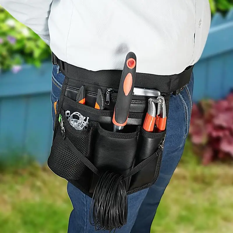 Handyman เข็มขัดเครื่องมือเข็มขัดผ้ากันเปื้อน Multi-Pocket เข็มขัดเครื่องมือทํางานกระเป๋าเครื่องมือแบบพกพาเข็มขัดเครื่องมือก่อสร้าง Heavy Duty ยูทิลิตี้เข็มขัด