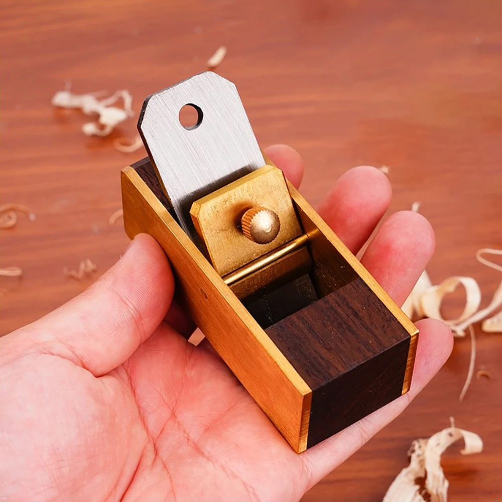 Smooth Gliding Brass Sole Woodworking Hand Plane - Compact & Adjustable